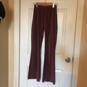 Urban Outfitters Pink Velvet Flared Pants (XS)